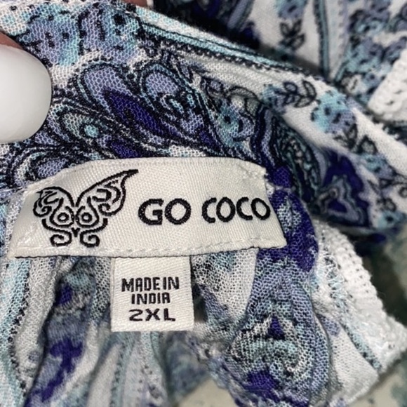 Go Coco blue floral boho romper; size 2XL - Picture 6 of 7